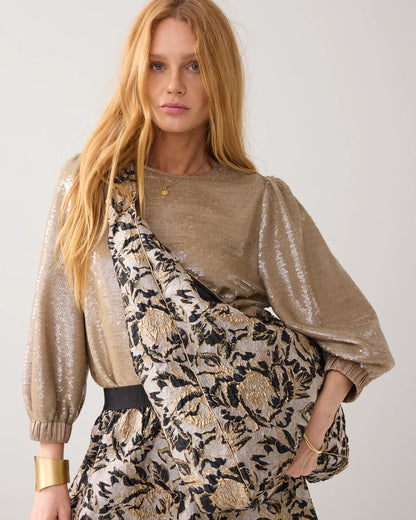 Shoulder bag in baroque jacquard