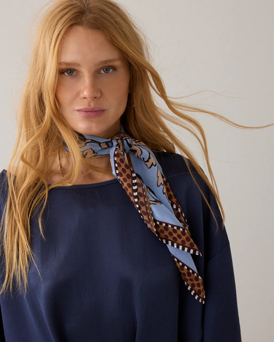 Summum - Scarf in satin viscose - Soft Blue