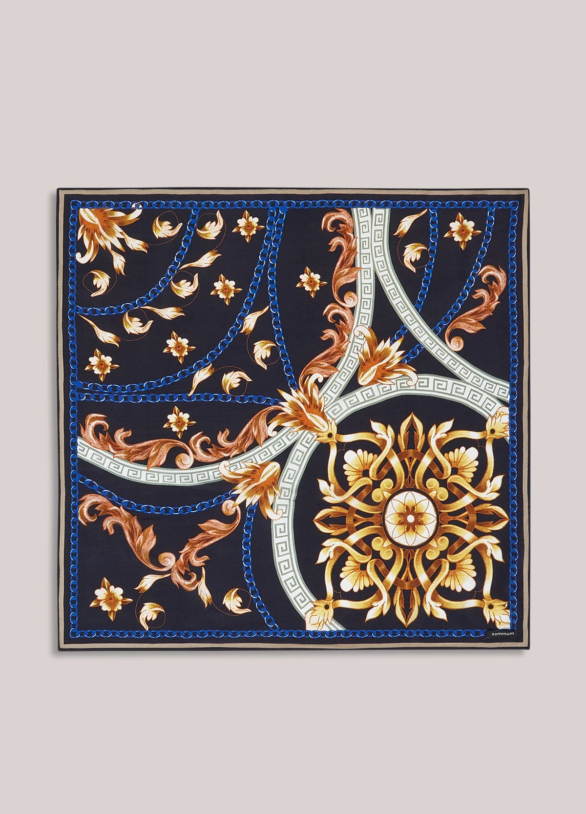 Summum - Printed satin scarf - Navy