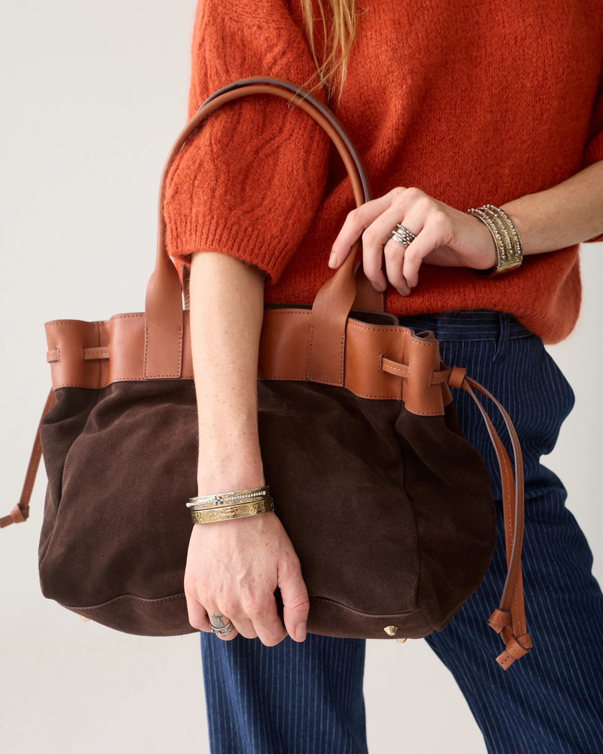 Summum - Suede handbag - Dark Chocolate