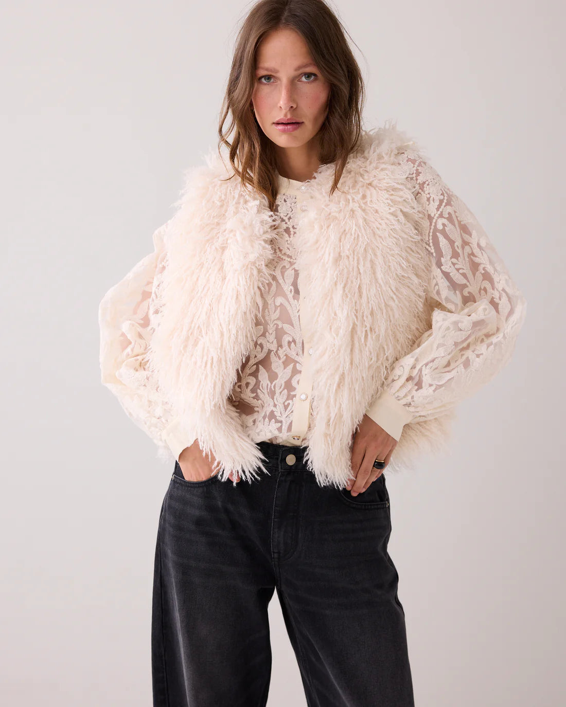 Afghan faux fur gilet