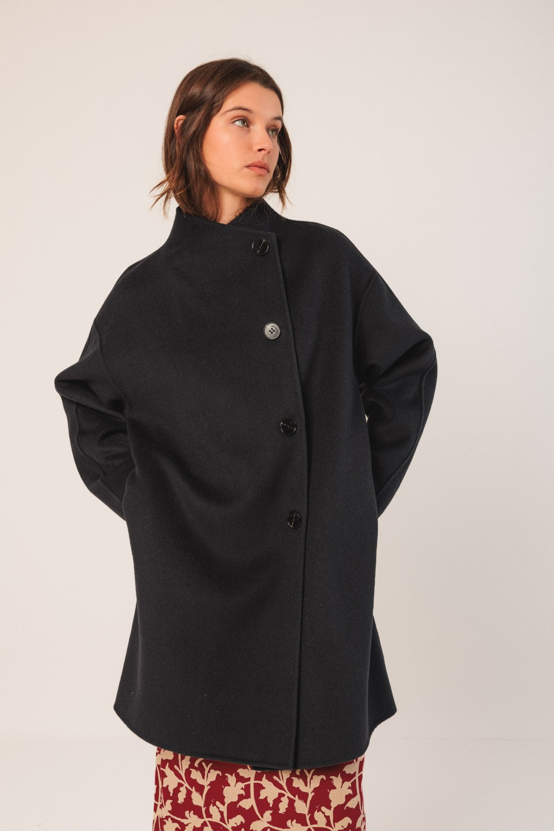 ASYMMETRIC WOOL COAT
