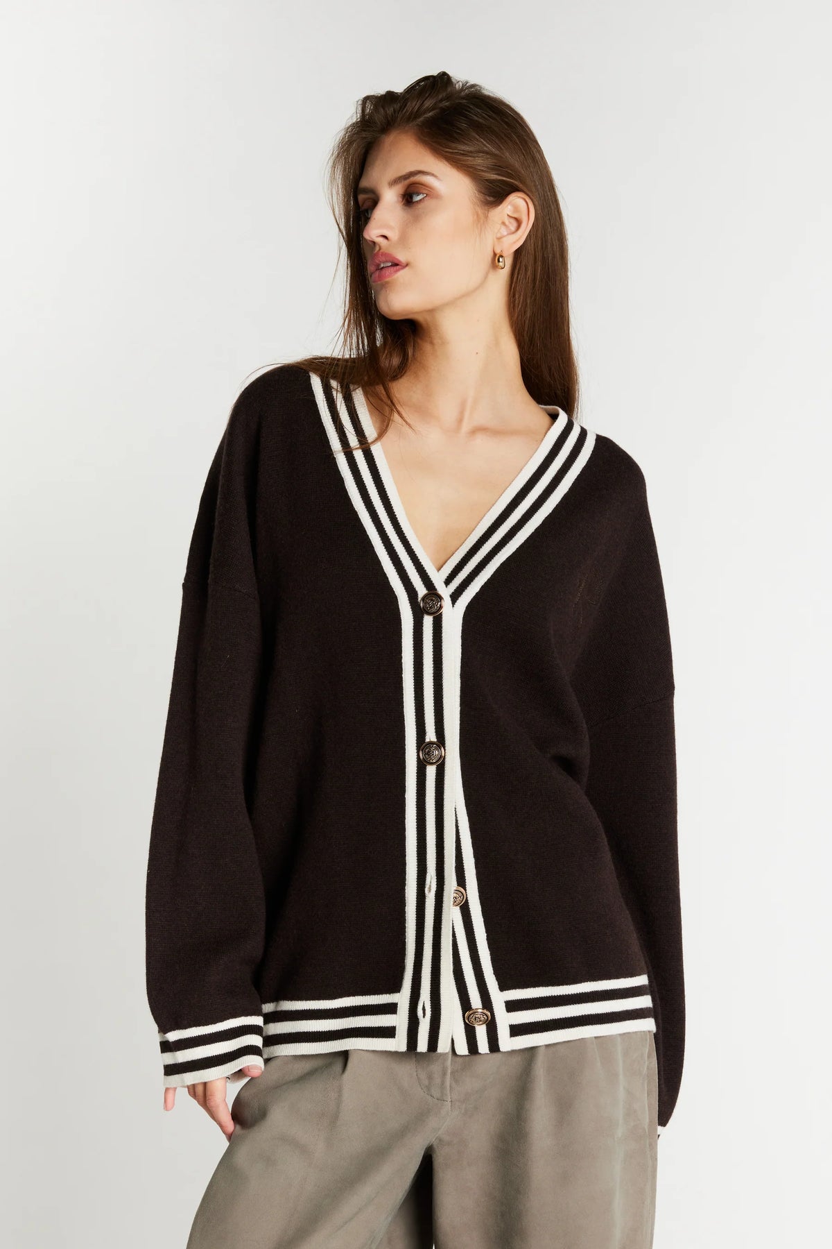 Bruuns Bazaar - ChalinaSira knit cardigan - Dark Brown