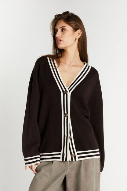 Bruuns Bazaar - ChalinaSira knit cardigan - Dark Brown