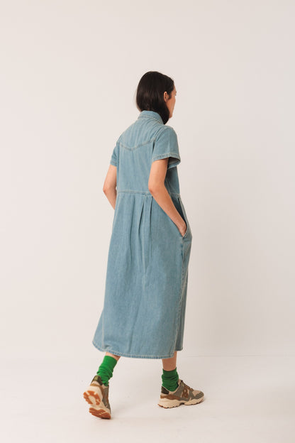 Indi & Cold - Denim Shirt Dress - Light Wash