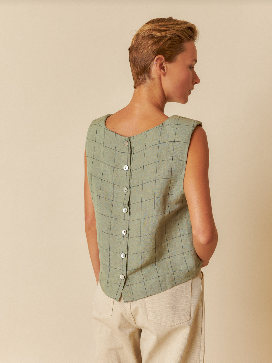 Indi&Cold - Crop Top in Check - Pistachio