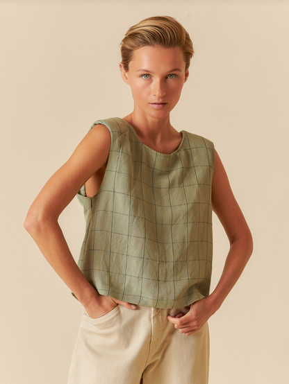 Indi&Cold - Crop Top in Check - Pistachio
