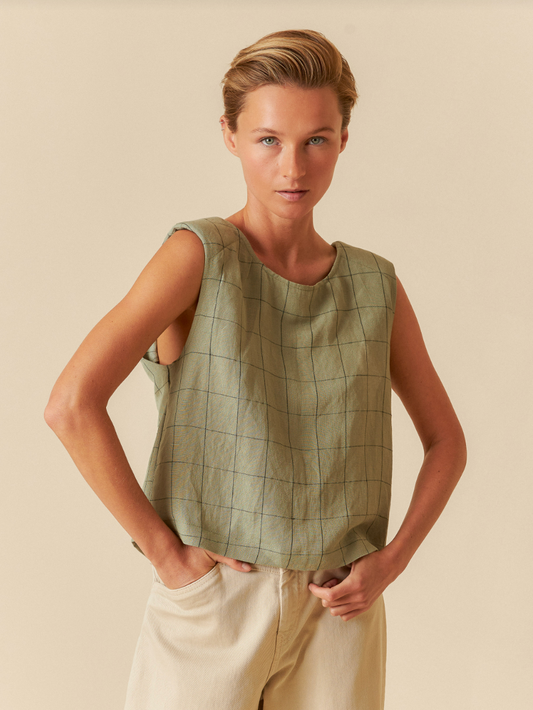 Indi&Cold - Crop Top in Check - Pistachio