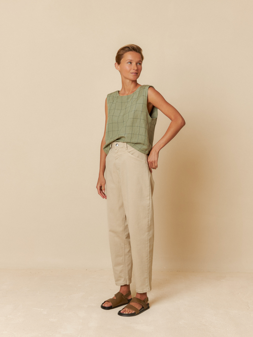 Indi&Cold - Crop Top in Check - Pistachio