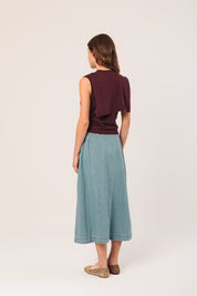 Indi&Cold - Pleated Denim Skirt - Super Stone