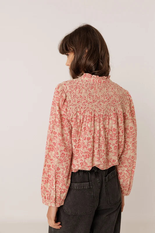 Indi & Cold - Shirt Camisa Bordado Smock - Rojo
