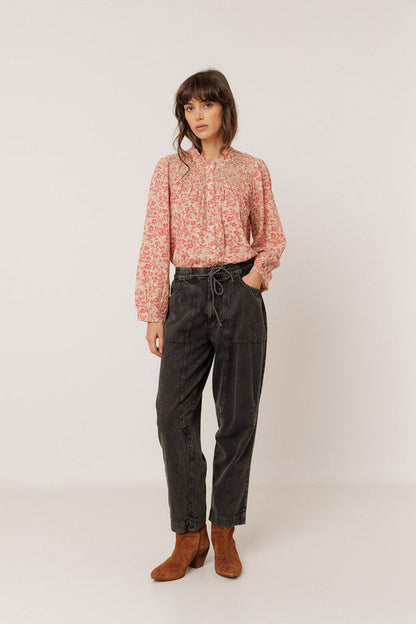 Indi & Cold - Shirt Camisa Bordado Smock - Rojo