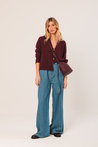 GATHERED LEATHER TOTE