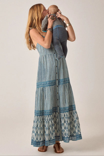 Maison Hotel - Cristina Sleeveless Dress Mediterranean Stripes - Blue Ink