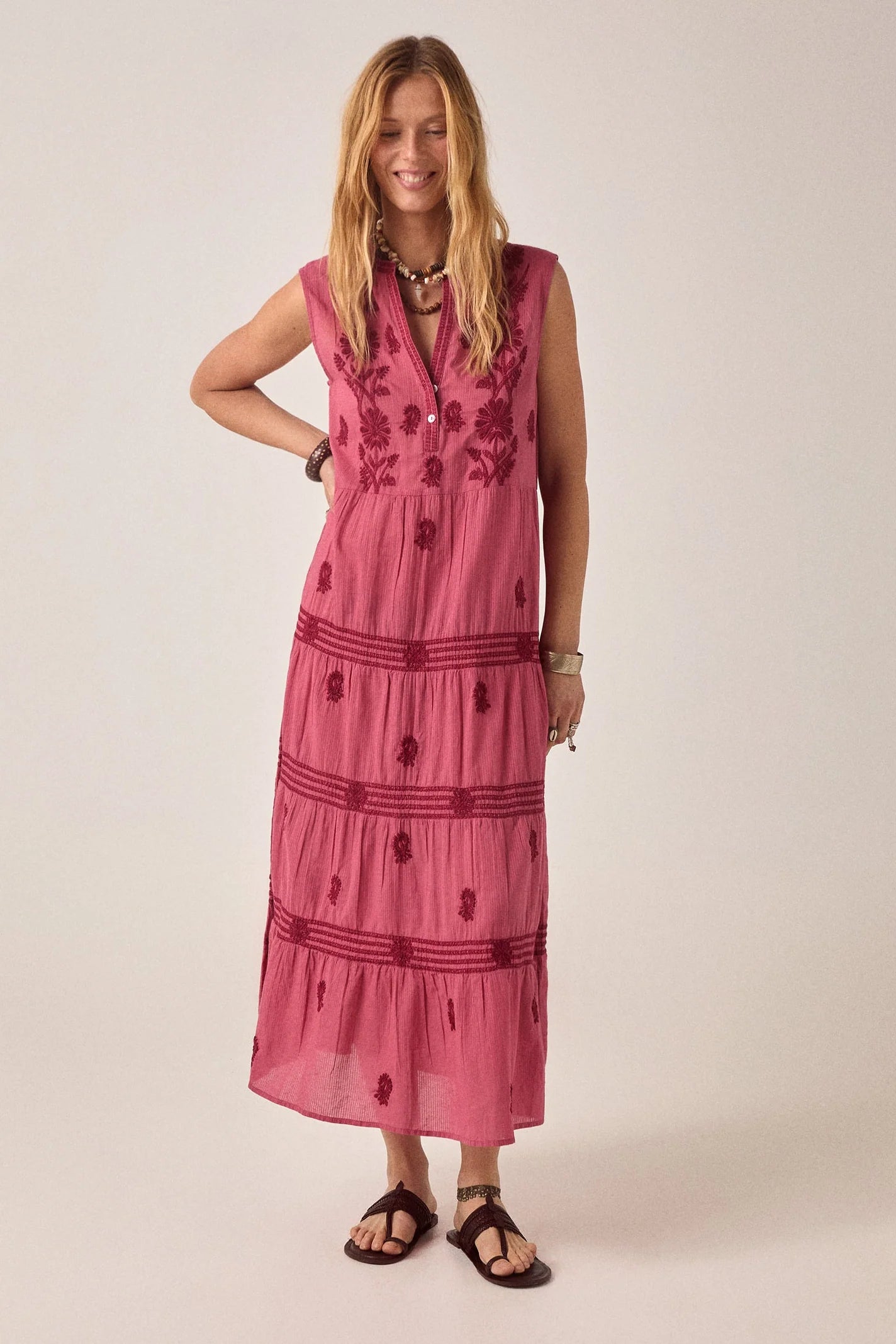 Maison Hotel - Lili Sleeveless Maxi Dress - Clavel Framboise