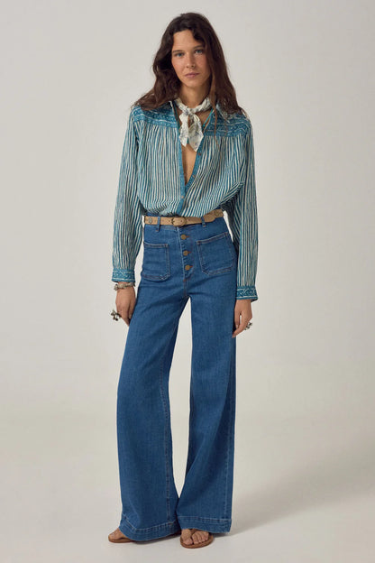 Maison Hotel - Maria Shirt Mediterranean Stripes - Blue Ink