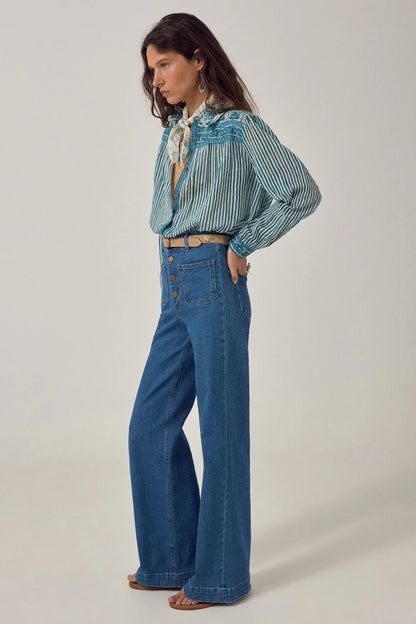Maison Hotel - Maria Shirt Mediterranean Stripes - Blue Ink