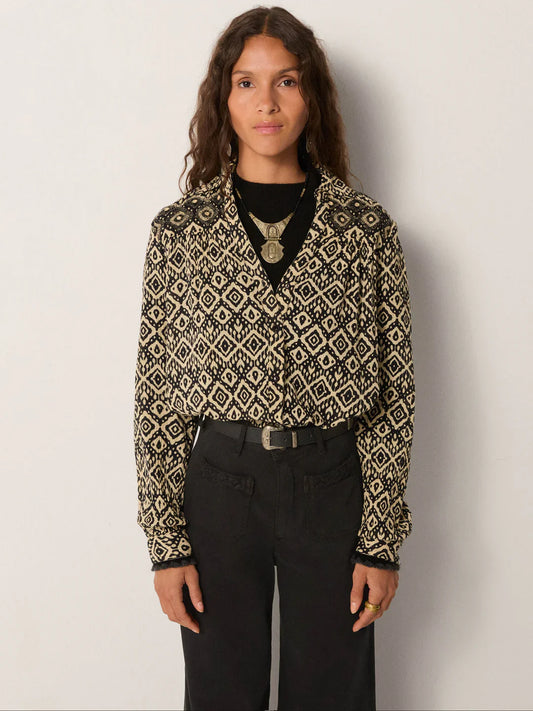 Maison Hotel - Amrit Blouse - Vanilla Ice Ikat