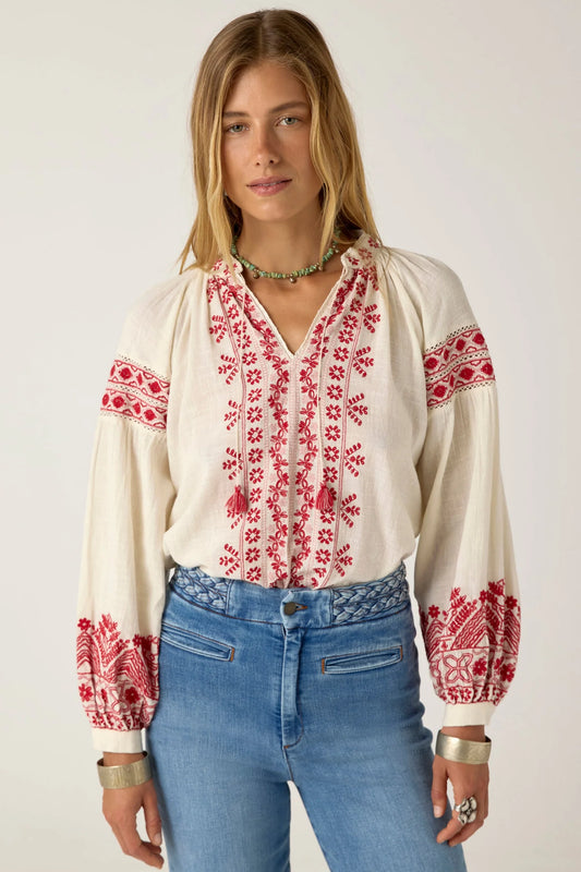 Maison Hotel - Antonella Blouse - Red Cranberry