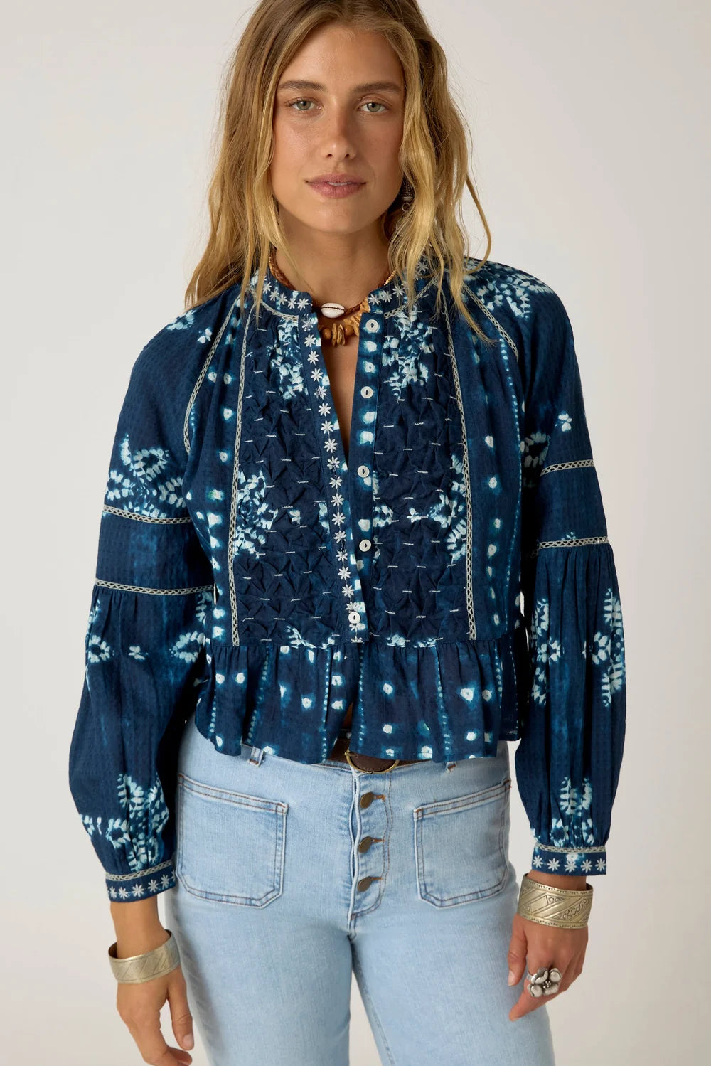 Maison Hotel - Sora Blouse - Ocean Ink