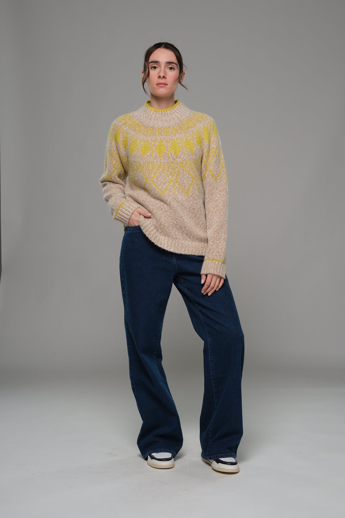 Mat de Misaine - Tindra sweater - Jacquard Anis