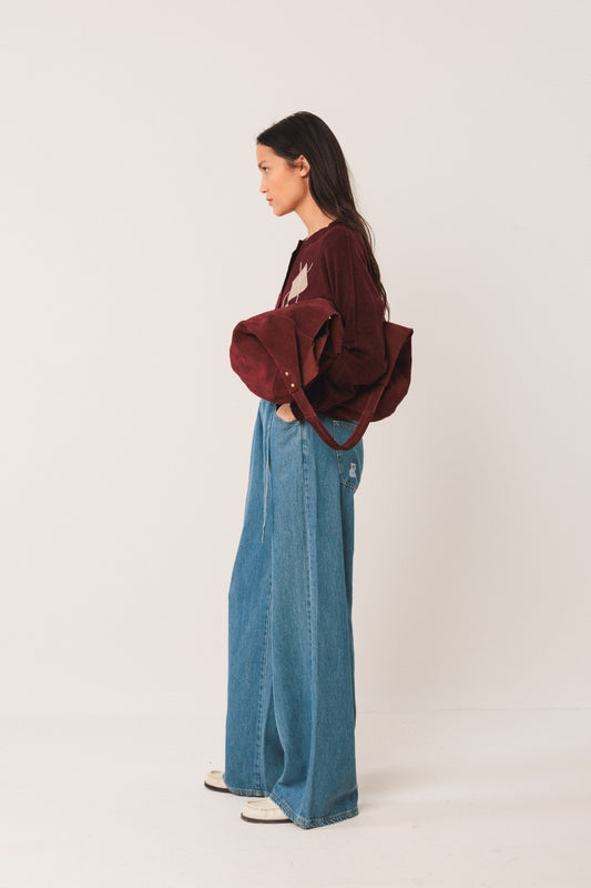 SPLIT LEATHER TOTE BAG