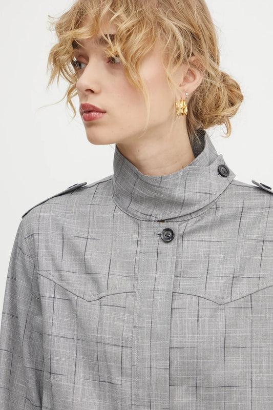 Bruuns Bazaar - High-neck Bay Ginea Jacket - Grey Check
