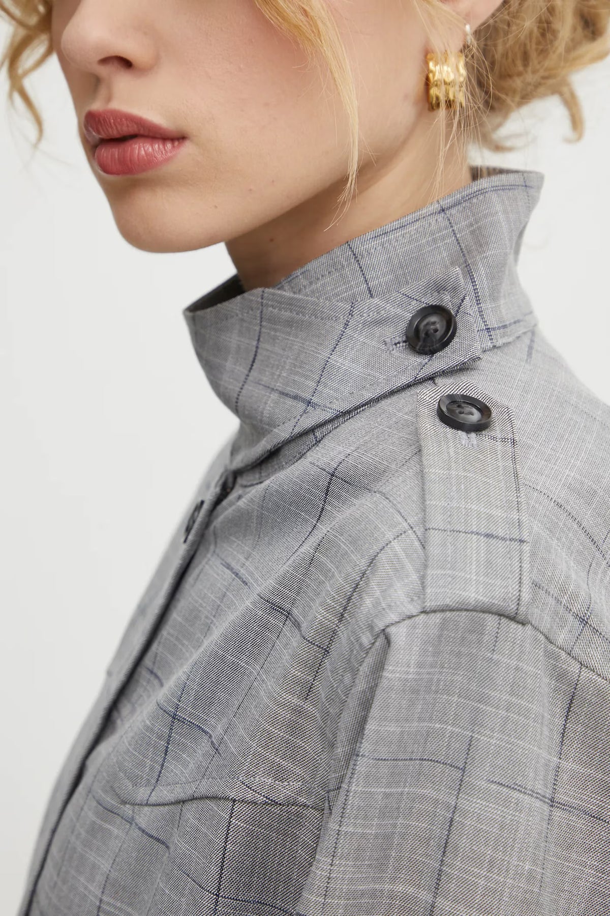 Bruuns Bazaar - High-neck Bay Ginea Jacket - Grey Check
