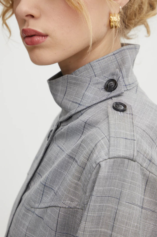 Bruuns Bazaar - High-neck Bay Ginea Jacket - Grey Check