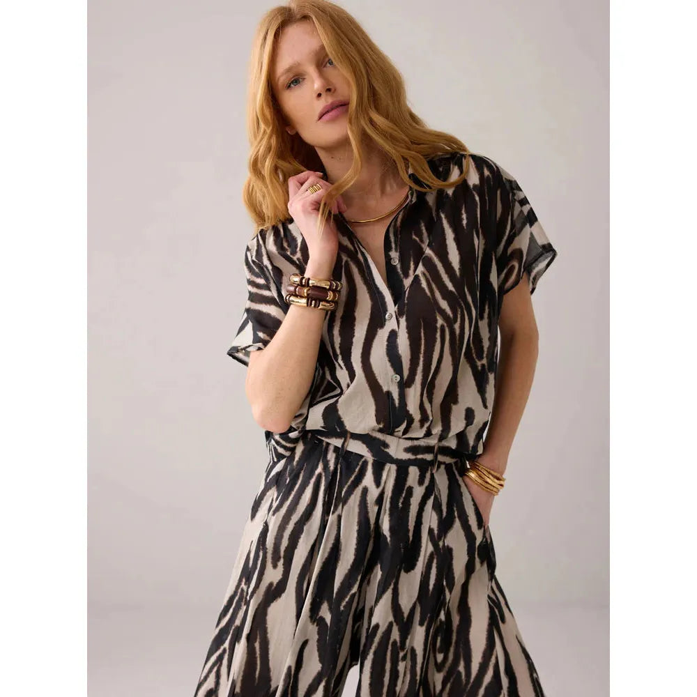Summum - Quinty Blouse - Faded Zebra Print
