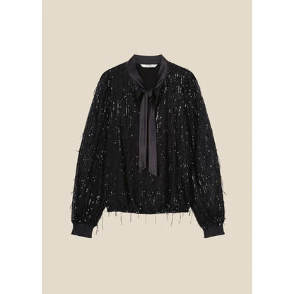 Sequin Fringe Top - Black