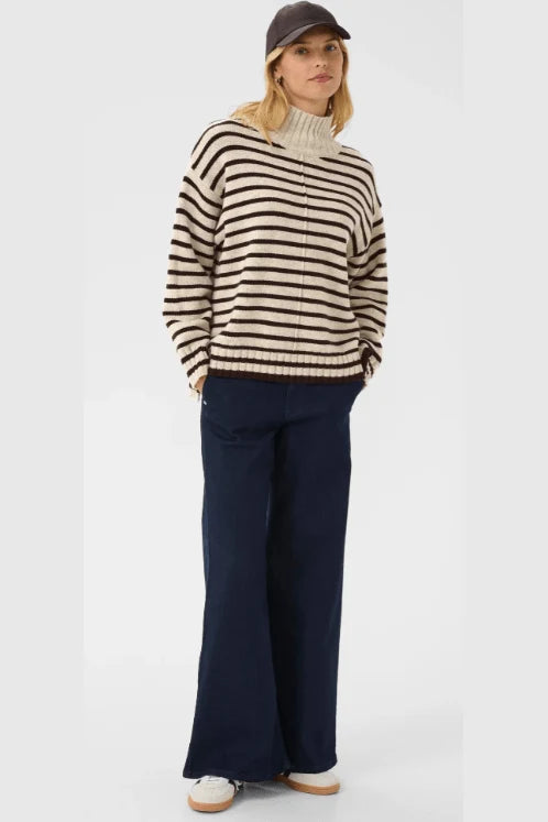 Part Two - Lilye Sweater - French Oak Melange/ Ganache Stripe