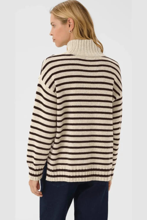 Part Two - Lilye Sweater - French Oak Melange/ Ganache Stripe