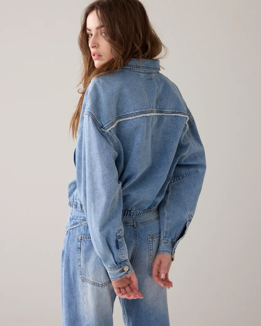 Summum - Bomber Denim Jacket - Vintage Blue Denim