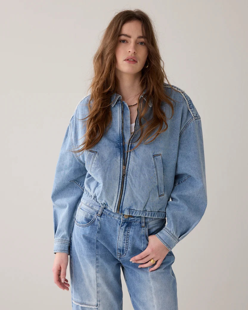 Summum - Bomber Denim Jacket - Vintage Blue Denim