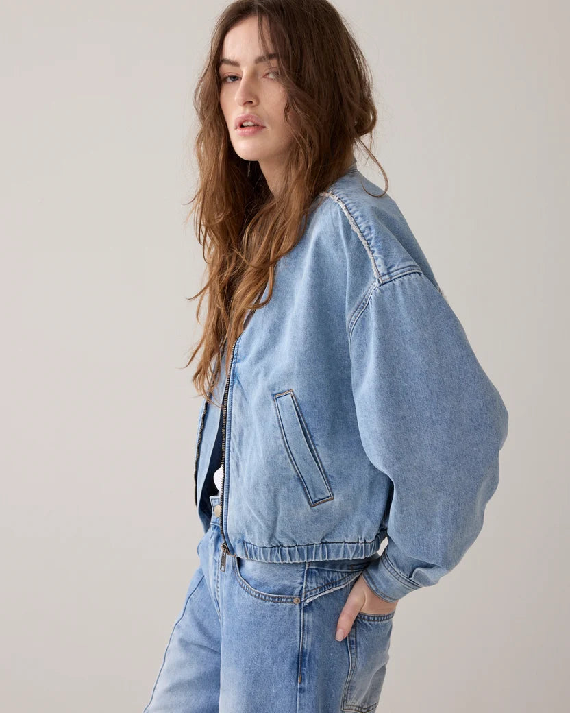 Summum - Bomber Denim Jacket - Vintage Blue Denim