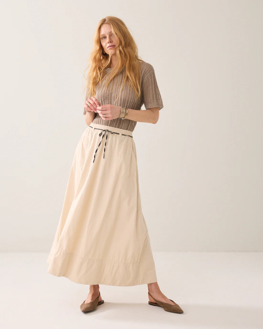 Summum - Cotton Skirt - Pebble Beige