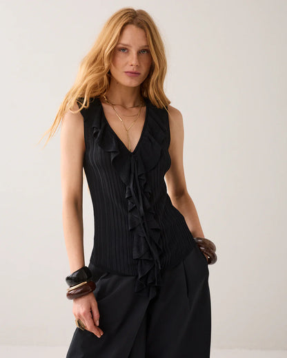 Summum - Feminine Knit Top - Black