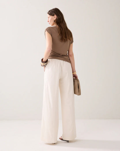Summum - Long trousers with slit - Ivory