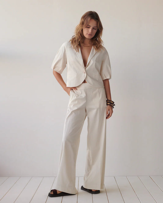 Summum - Long trousers with slit - Ivory