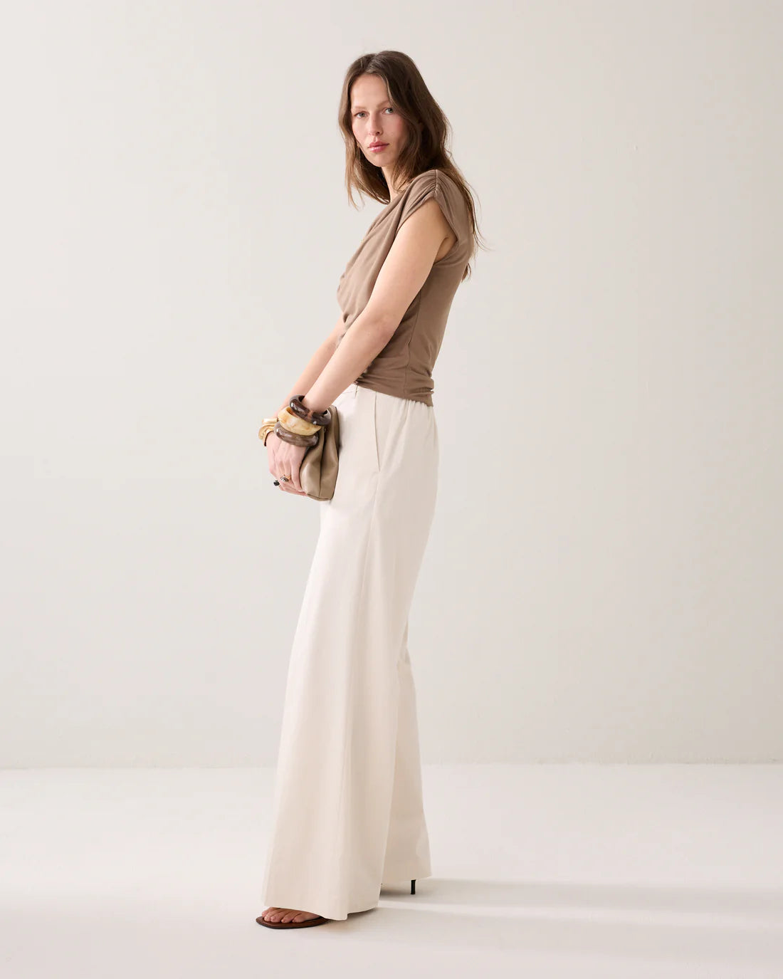 Summum - Long trousers with slit - Ivory