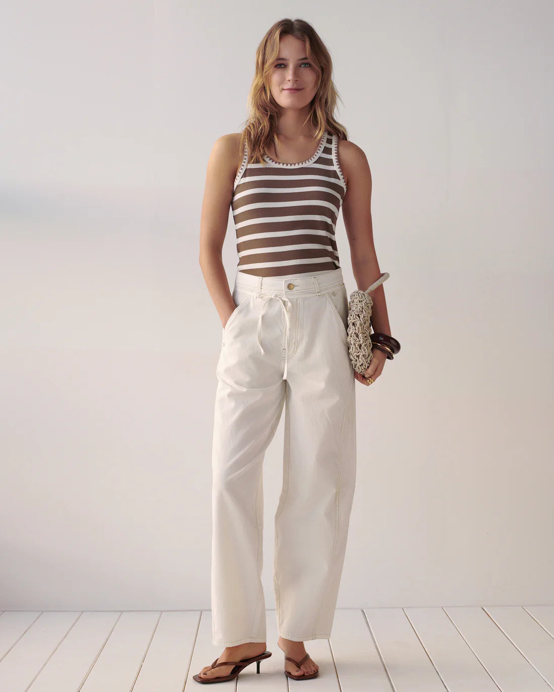 Summum - Loose cocoon-fit trousers - Off-White