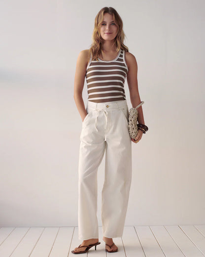 Summum - Loose cocoon-fit trousers - Off-White