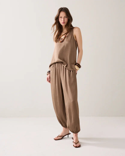 Summum - Silky Touch Harem Trousers - Beige