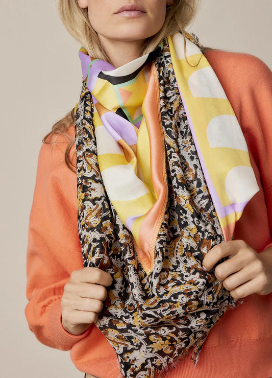 Summum - Batik Printed Large Scarf - Yellow