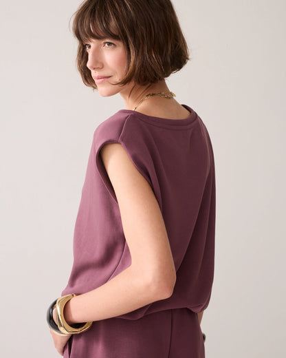 Summum - Boxy top in soft scuba fabric - Deep Fig
