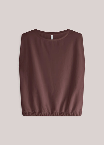 Summum - Boxy top in soft scuba fabric - Deep Fig