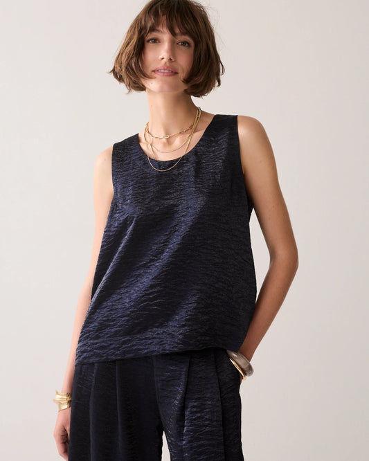 Summum - Metallic sleeveless top - Blue Noir