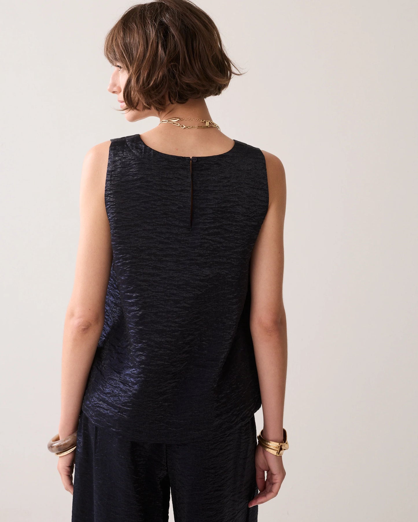 Summum - Metallic sleeveless top - Blue Noir