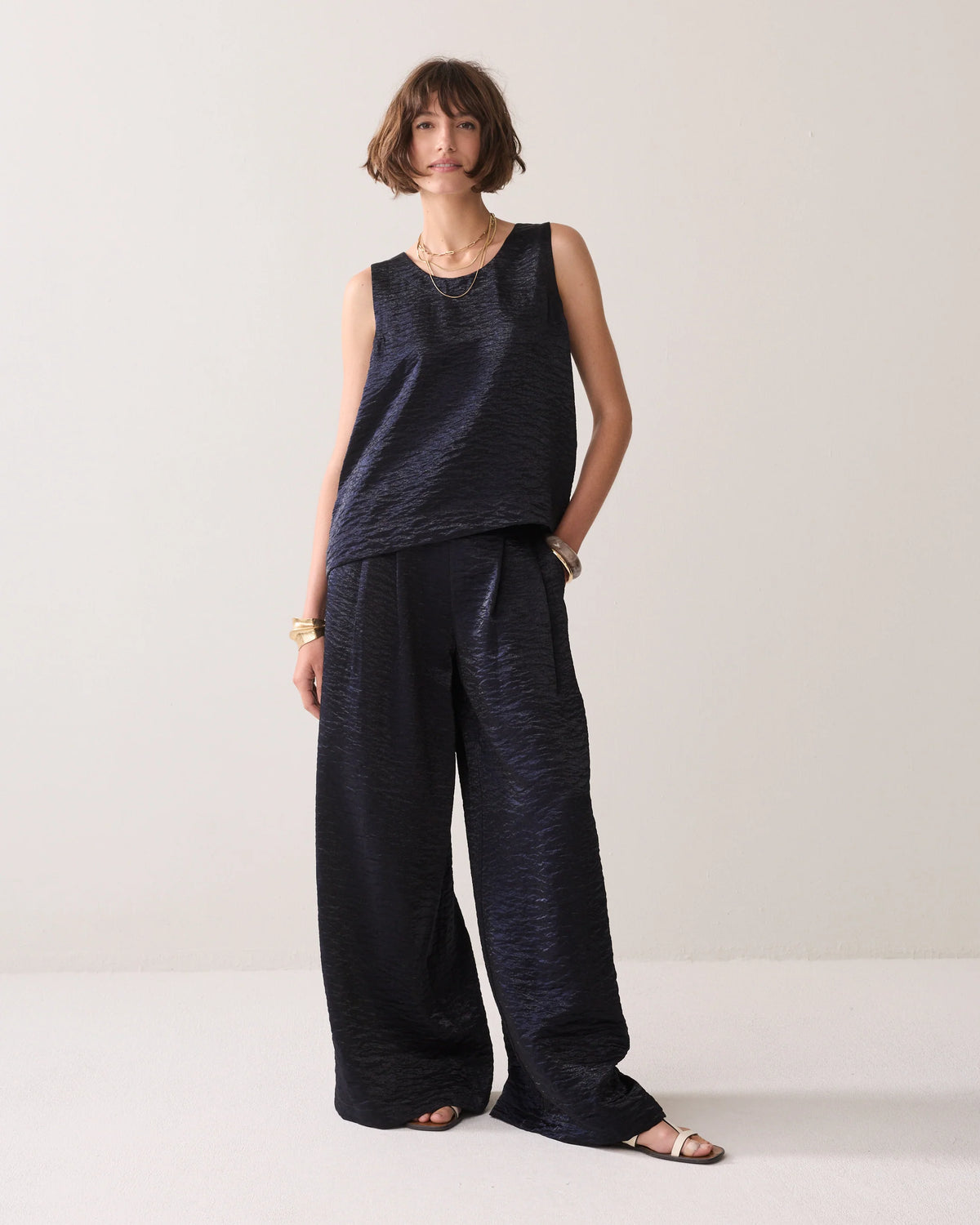 Summum - Metallic sleeveless top - Blue Noir